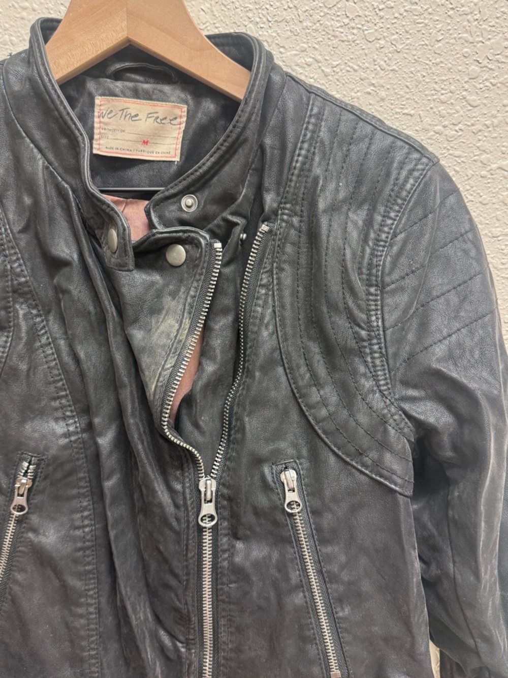 We The Free Black Leather Moto Jacket - Picture 2 of 4